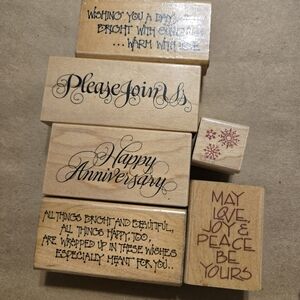Wooden Stamp Set with Sentiments